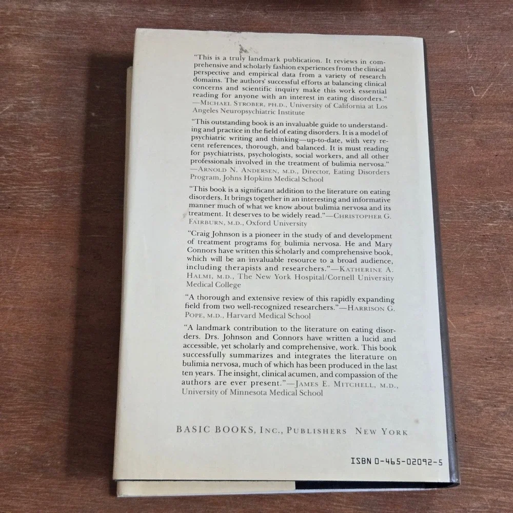 Basic Books Etiology and Treatment of Bulimia Nervosa Hardcover‎ 1987 Book